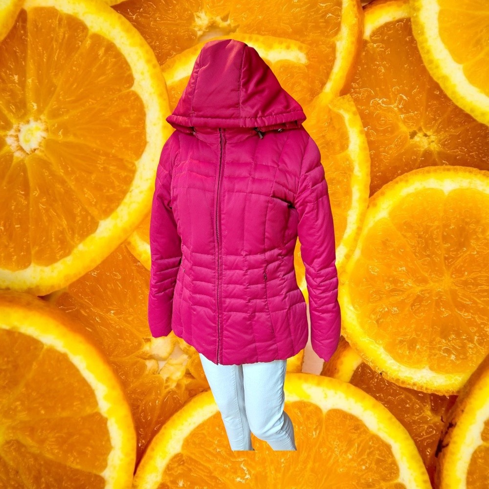 Calvin‎ Klein Puffer Jacket Hooded Full Zip Red Women's Size M